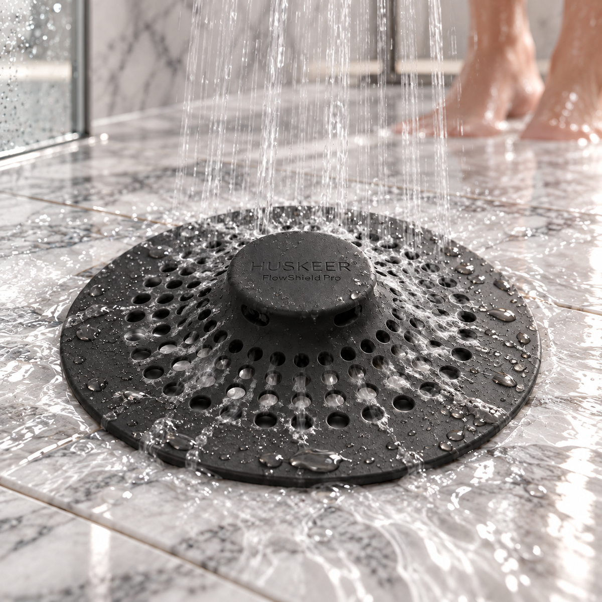 🛁✨ HUSKEER® FlowShield Pro Silicone Drain Hair Catcher – Flexible Anti-Clog Drain Cover with Secure Suction Grip, Rapid Water Flow, Easy-Clean Reusable Design for Showers, Bathtubs & Sinks 🌟