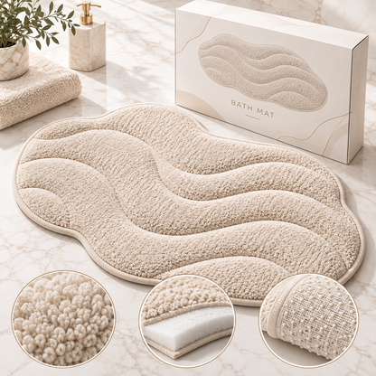 🛁✨ HUSKEER® CloudStep Pro Quick-Dry Bathroom Mat – Plush Water-Absorbent Bath Rug with High-Grip Anti-Slip Base, Soft Cushioned Comfort & Fast-Drying Surface for Showers, Tubs and Everyday Bathroom Floors 🌟