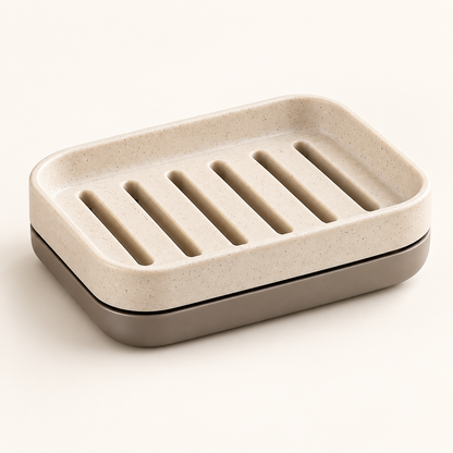 🧼✨ HUSKEER® PureFlow Pro Soap Dish with Drainage Tray – Quick-Drain Raised Soap Holder with Removable Drip Tray, Anti-Slip Base & Easy-Clean Design for Bathroom, Shower, Sink and Kitchen Use 🌟