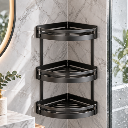 🛁✨ HUSKEER® AquaTier Pro Corner Shower Organizer – Multi-Level Wall-Mounted Bathroom Storage Rack with Quick-Drain Shelves, Rust-Resistant Frame & Space-Saving Design for Shampoo, Soap and Daily Shower Essentials 🌟