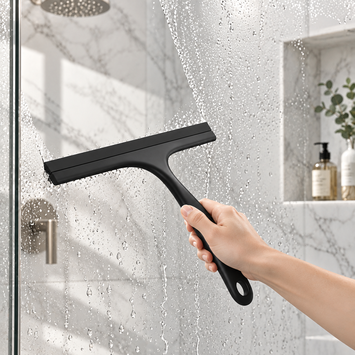 🚿✨ HUSKEER® AquaGlide Pro Shower Squeegee – Flexible Silicone Glass Wiper with Non-Slip Comfort Grip, Streak-Free Quick-Dry Cleaning & Space-Saving Hanging Design for Shower Doors, Mirrors, Tiles and Bathroom Surfaces 🌟