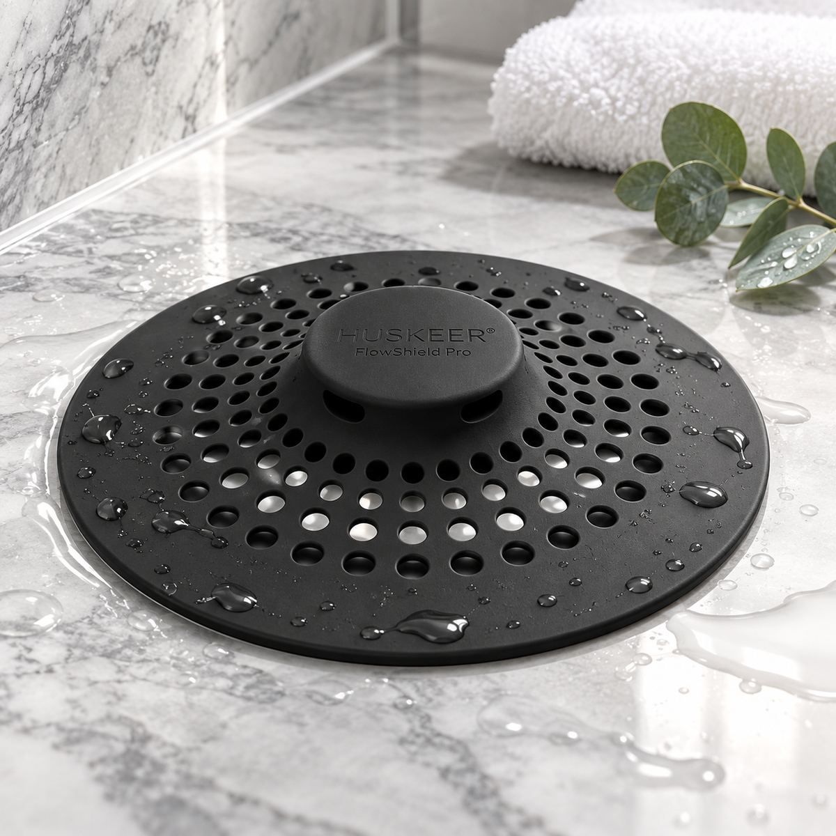 🛁✨ HUSKEER® FlowShield Pro Silicone Drain Hair Catcher – Flexible Anti-Clog Drain Cover with Secure Suction Grip, Rapid Water Flow, Easy-Clean Reusable Design for Showers, Bathtubs & Sinks 🌟