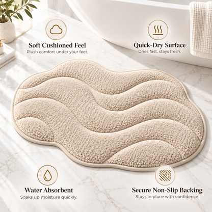 🛁✨ HUSKEER® CloudStep Pro Quick-Dry Bathroom Mat – Plush Water-Absorbent Bath Rug with High-Grip Anti-Slip Base, Soft Cushioned Comfort & Fast-Drying Surface for Showers, Tubs and Everyday Bathroom Floors 🌟